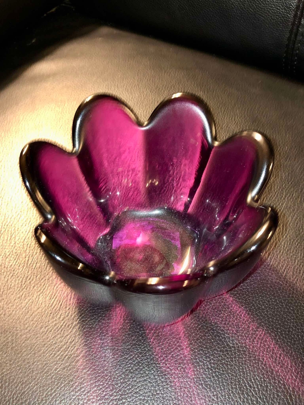 Decorative Purple Glass Flower Bowl - Home Accents